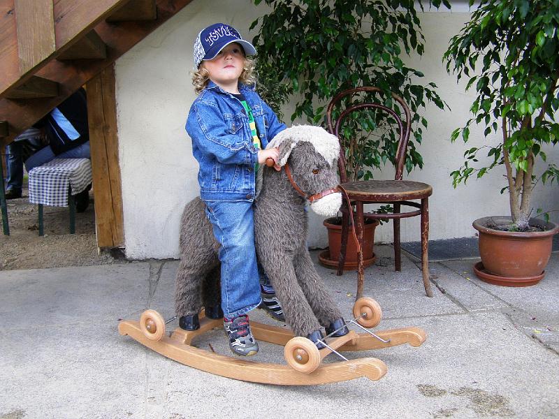 Schaukelpferd.JPG - Ein Löwen-Fan bevorzugt die Beschaulichkeit eines Schaukelpferdes.